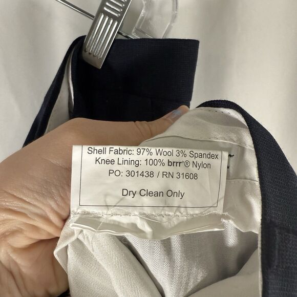 Jos A Bank Wool Blend Pants Men 33 Blue Flat Front brrr Comfort Office Dry Clean - Picture 8 of 11